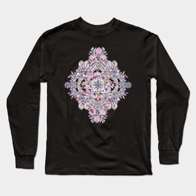 Floral Diamond Doodle in Red and Pink Long Sleeve T-Shirt by micklyn